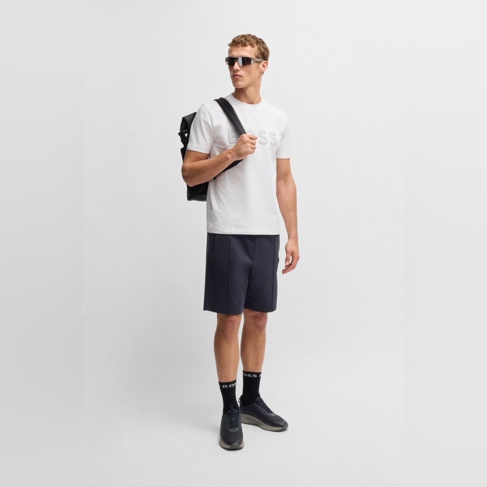 NWT Hugo Boss White T-Shirt, Stretch Cotton T-Shirt with Large Logo, Size Small